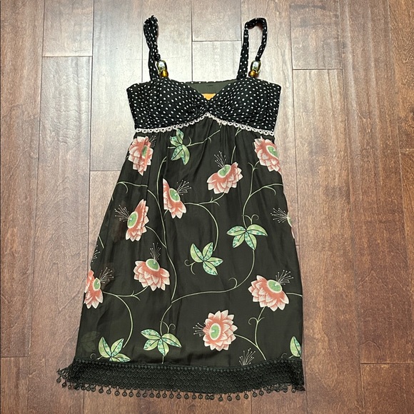 Cynthia Steffe Silk Cotton Blend Brown and Pink Floral Mini Dress, Size 4 - Picture 1 of 13